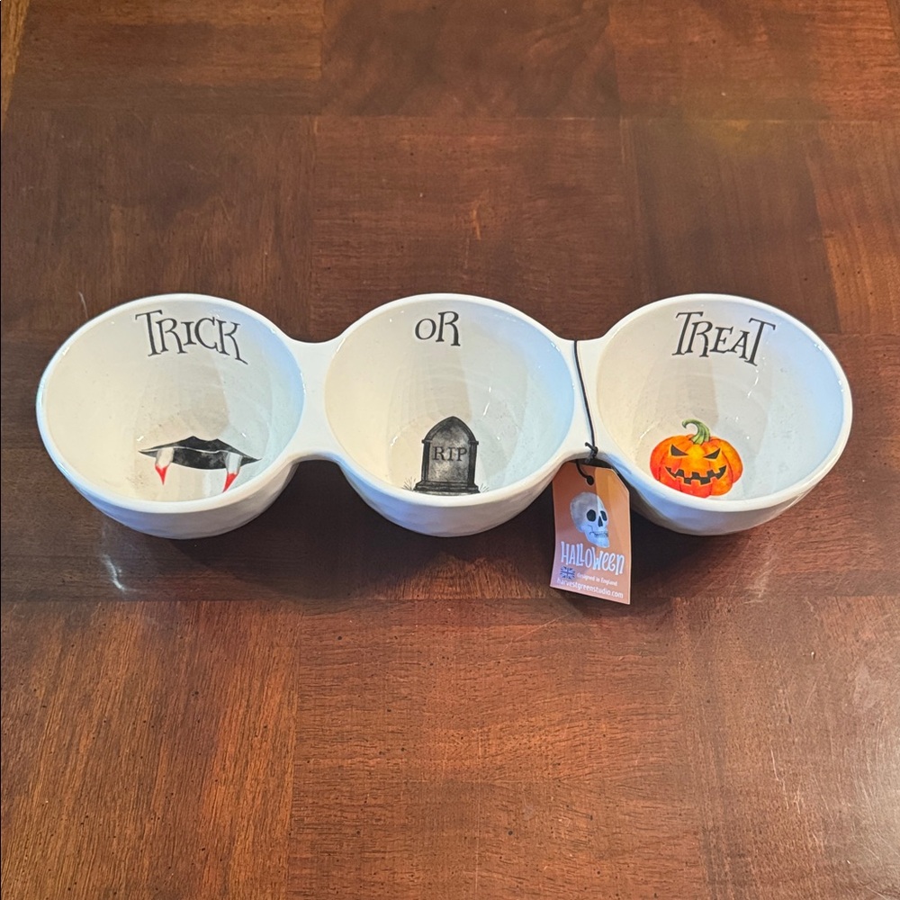Halloween Trick or Treat 12.75" 3 Sectional Bowl Entertaining